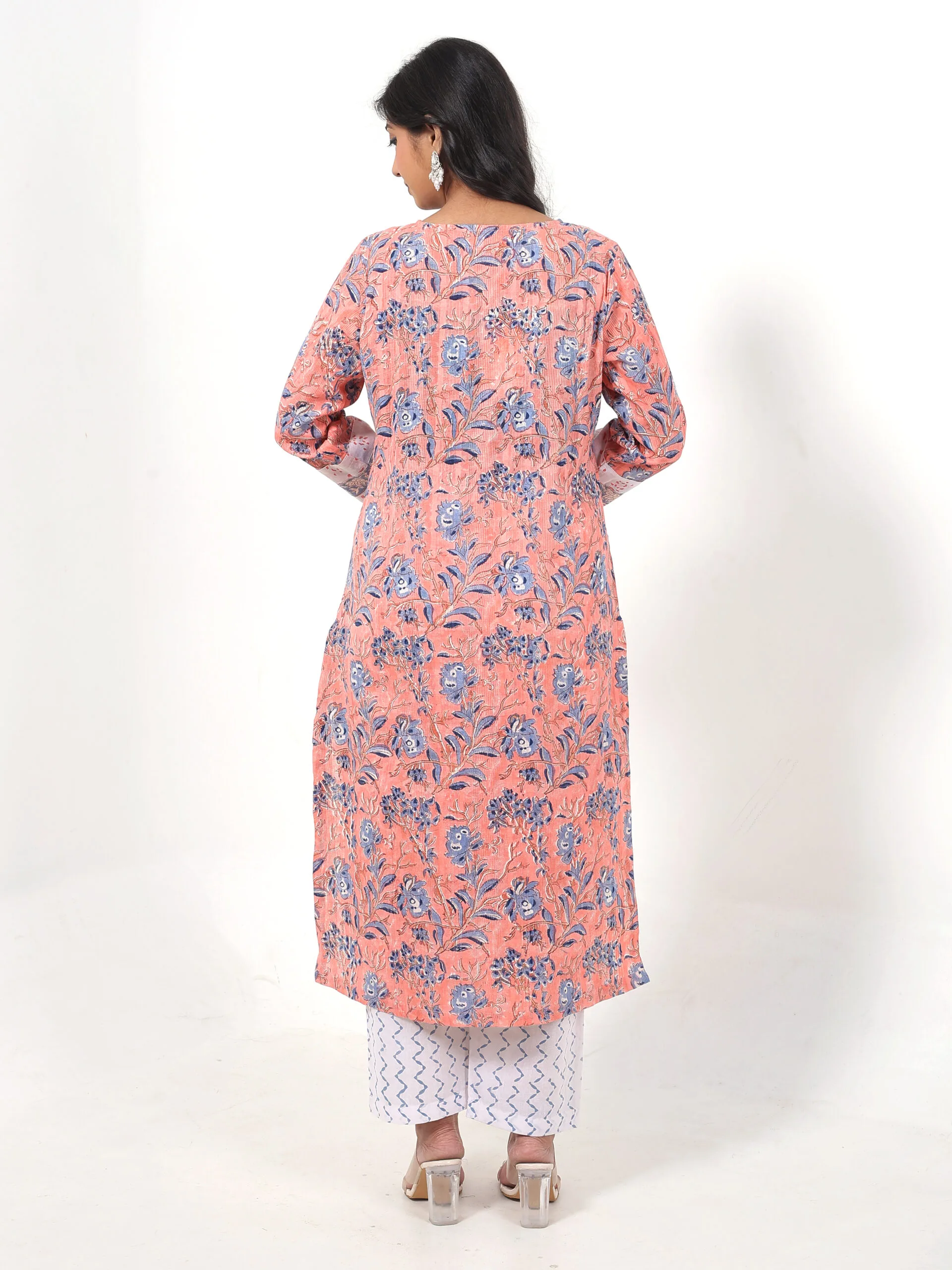 RANGRIWAZ Printed Kurta, Palazzo & Dupatta Set-Orange - Image 6