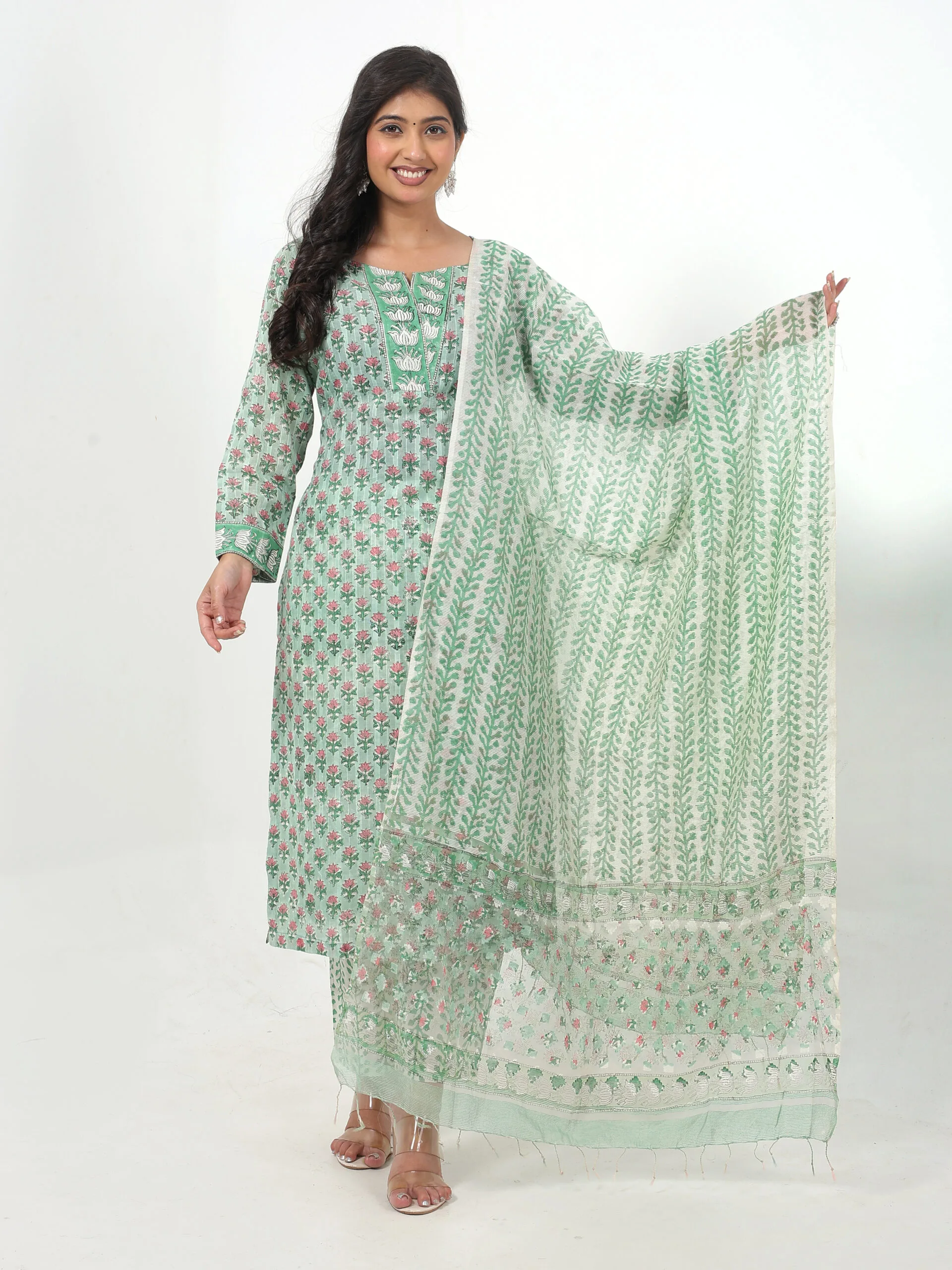 RANGRIWAZ Kurti Printed Kurta, Palazzo & Dupatta Set