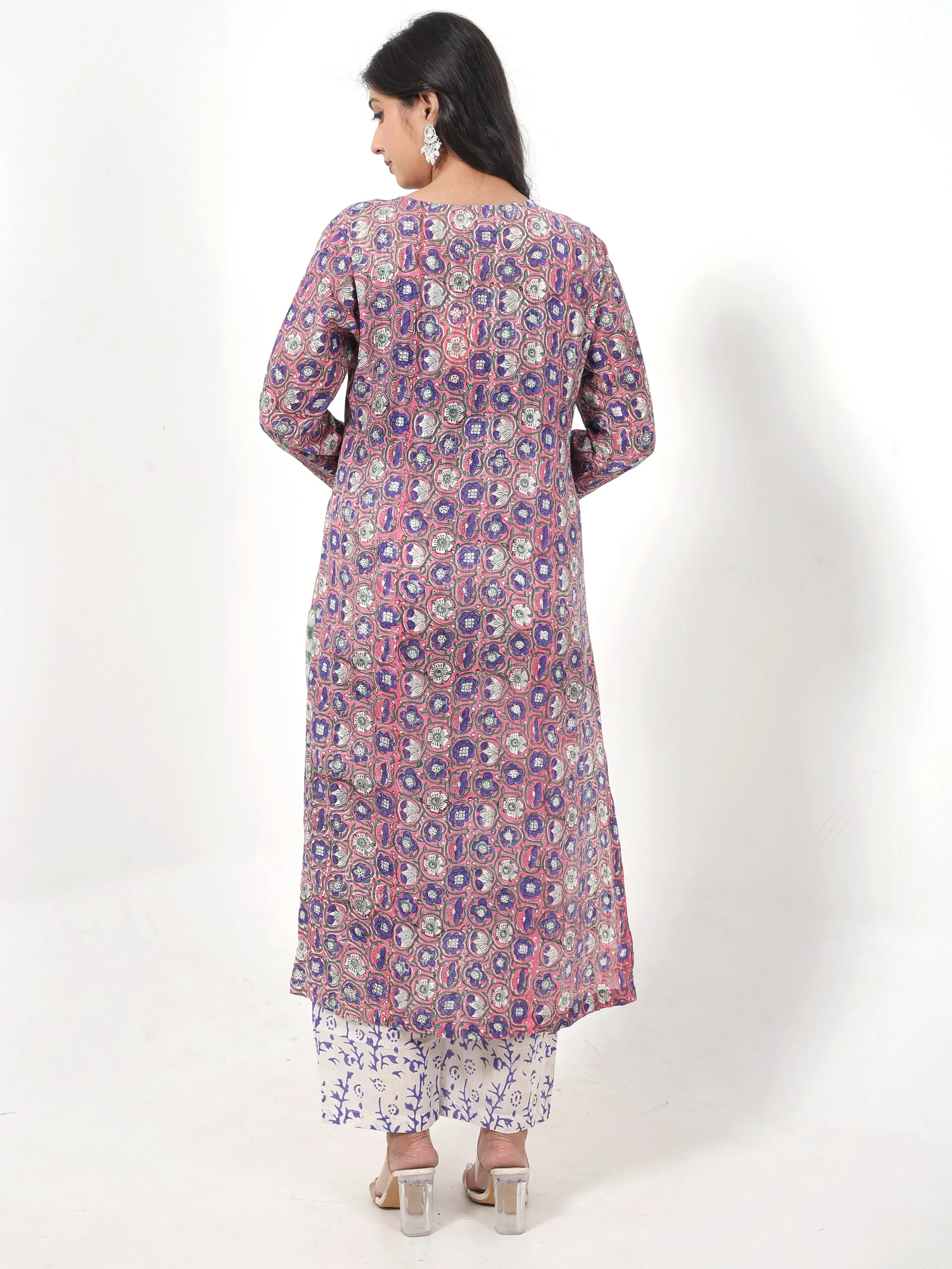 RANGRIWAZ Women Pure Cotton Kurti Pant Dupatta Set-Purple - Image 6