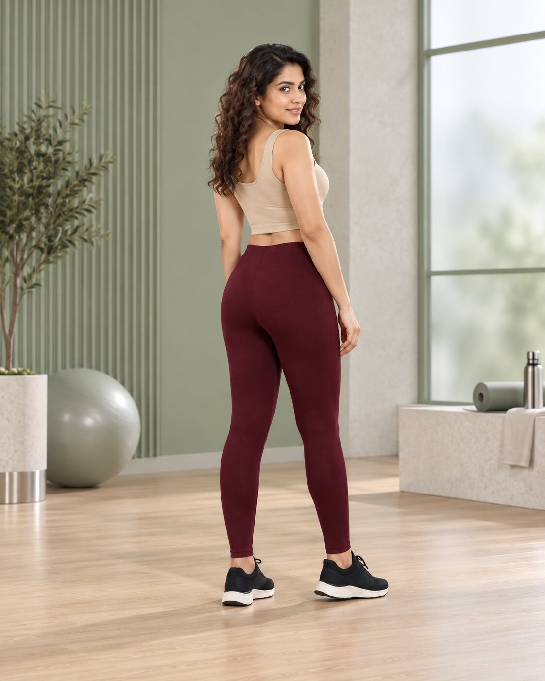 RANGRIWAZ Women Burgundy Solid Knitted Ankle-Length Legging - Image 4