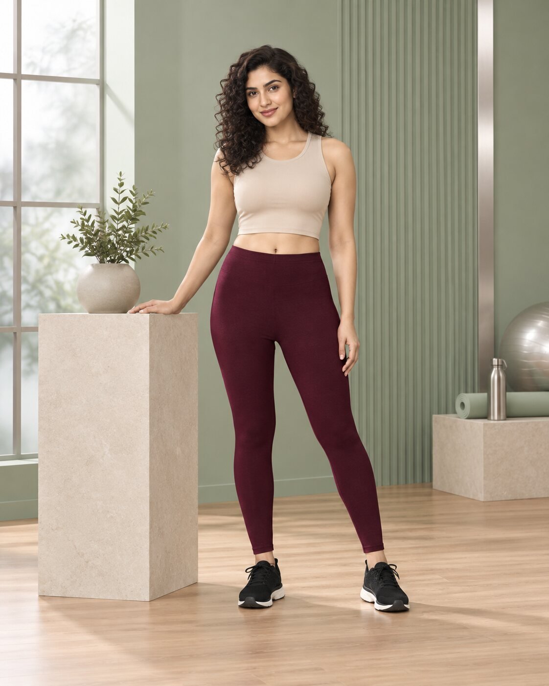 RANGRIWAZ Women Burgundy Solid Knitted Ankle-Length Legging - Image 6