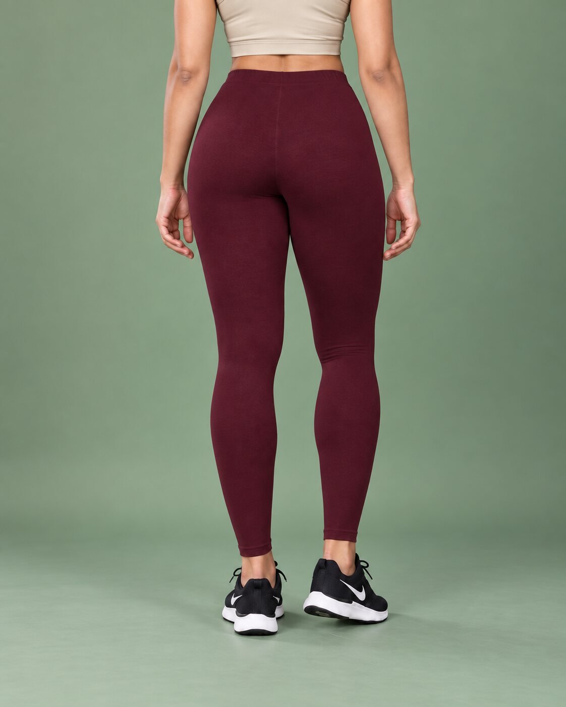 RANGRIWAZ Women Burgundy Solid Knitted Ankle-Length Legging - Image 2