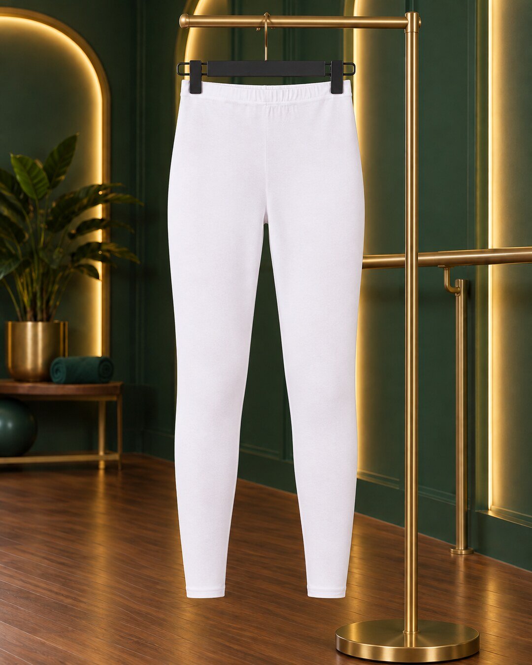 RANGRIWAZ Women White Solid Full-Length Ankle Leggings with Elasticated Waistband - Image 6