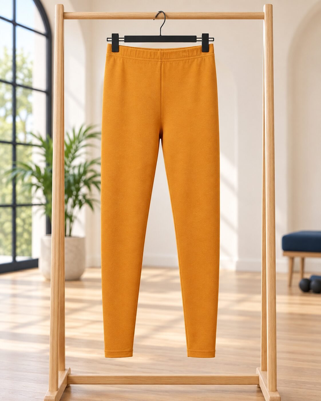 RANGRIWAZ Women Mustard Yellow Solid Knitted Ankle-Length Leggings - Image 7