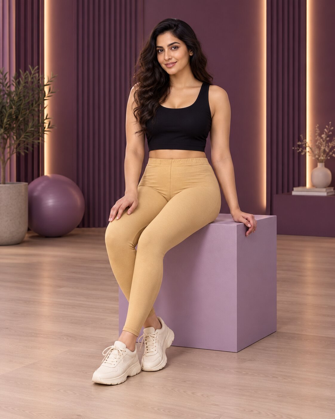 RANGRIWAZ Women Beige Solid Knitted Ankle-Length Legging - Image 6