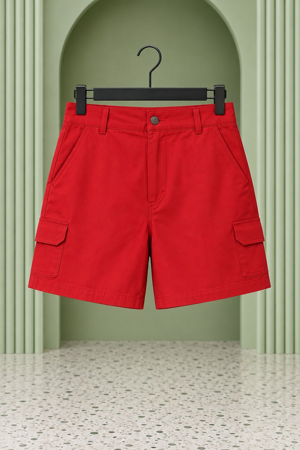 RANGRIWAZ Women Red High-Rise Cargo Shorts with Utility Pockets - Image 5