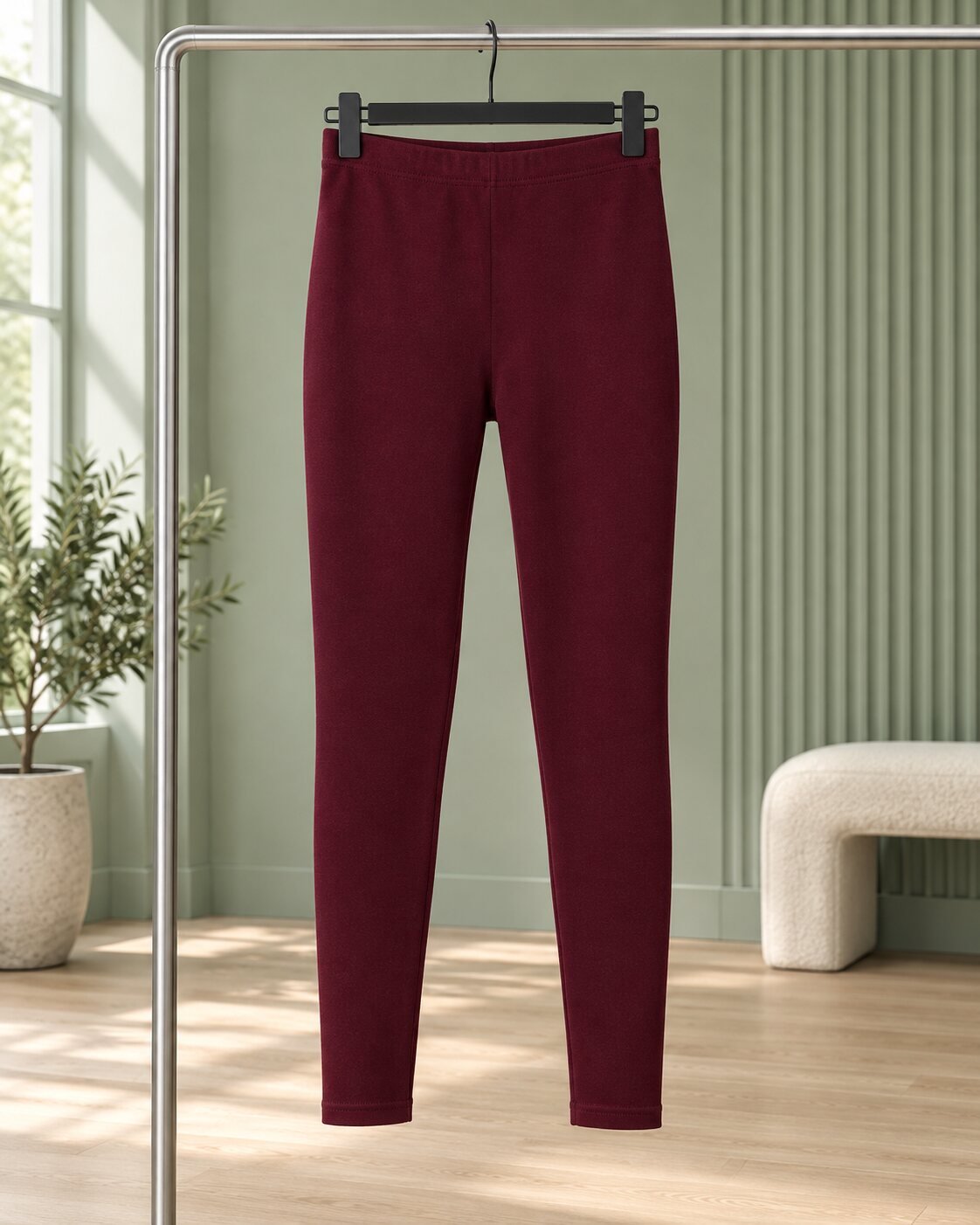 RANGRIWAZ Women Burgundy Solid Knitted Ankle-Length Legging - Image 7